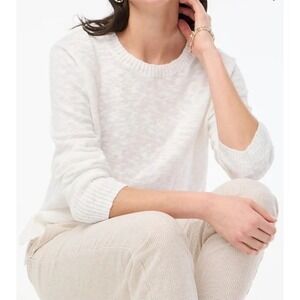 J. Crew Womens White Linen Blend Crew Neck Pullover Sweater XL NWT$89 Small Flaw